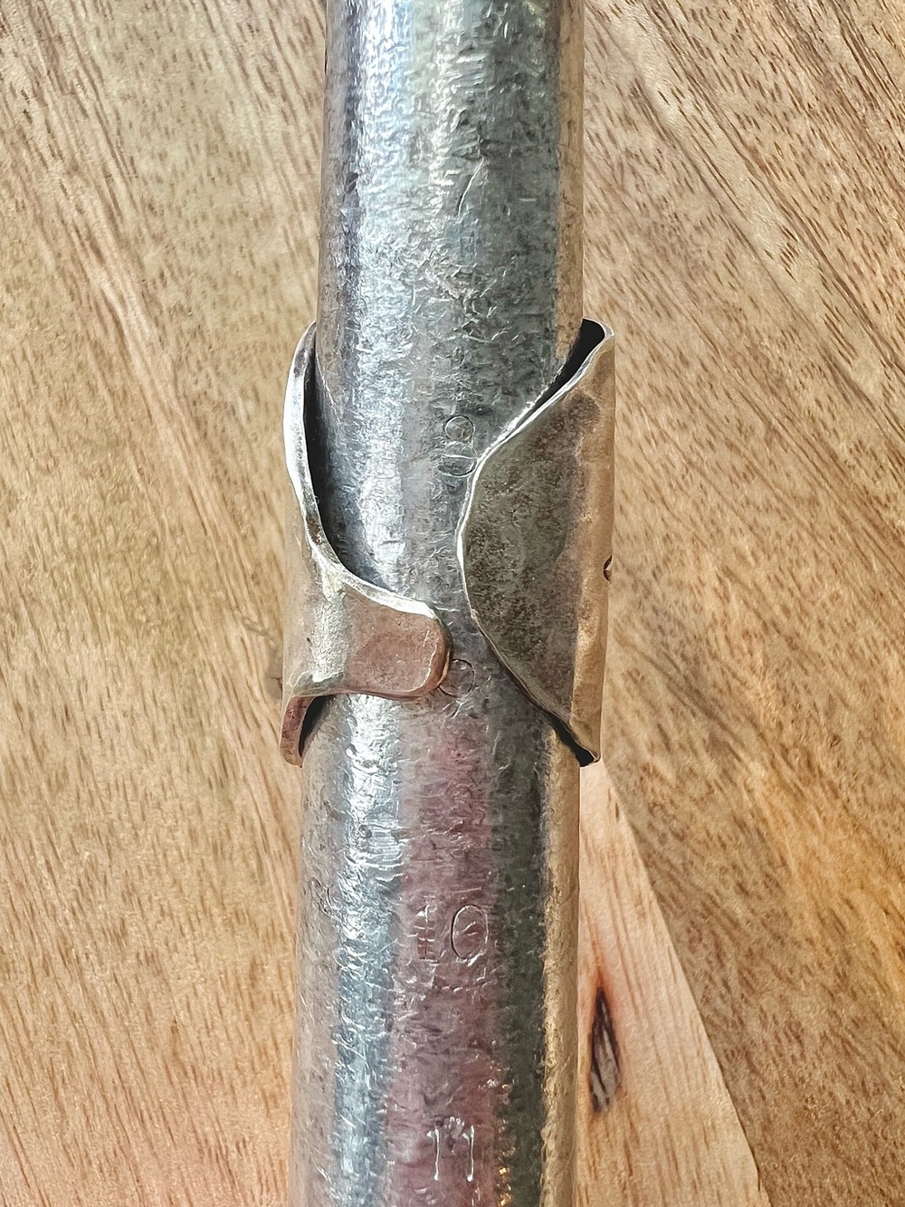 Hammered Vintage Spoon Ring “Free Because of the Brave" Hand Stamped Women’s - Picture 7 of 14
